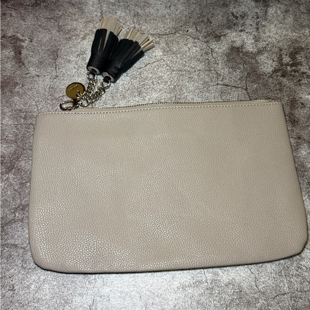 Nine West Cream Wristlet with Tassel Charm
